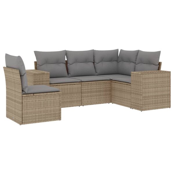 vidaXL Salon de jardin avec coussins 5 Pièces beige résine tressée