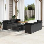 vidaXL Ensemble de canapé de jardin 11 Pièces Noir polyrotin