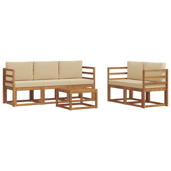 vidaXL Ensemble de canapés d'extérieur 6 pc Naturel et Beige