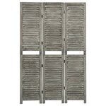 vidaXL Cloison de séparation 3 panneaux Gris 106 5x166 cm Bois solide