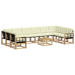 vidaXL Ensemble de canapés d'extérieur 11 Pièces Blanc et crème