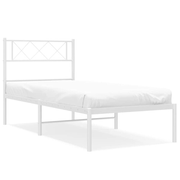 vidaXL Cadre de lit métal sans matelas et tête de lit blanc 100x190 cm