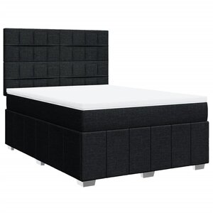 vidaXL Sommier à lattes de lit avec matelas Noir 140x190 cm Tissu