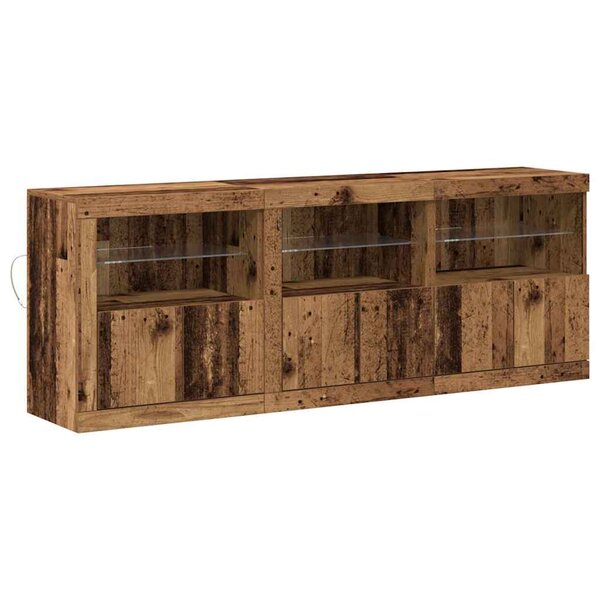 vidaXL Buffet LED Bois Ancien 181 x 37 x 67 cm Bois d'ingénierie