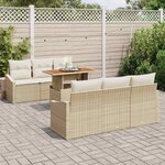 vidaXL Ensemble de canapé de jardin 7 Pièces Beige Poly rotin