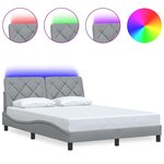 vidaXL Cadre de lit avec LED sans matelas gris clair 140x190 cm tissu