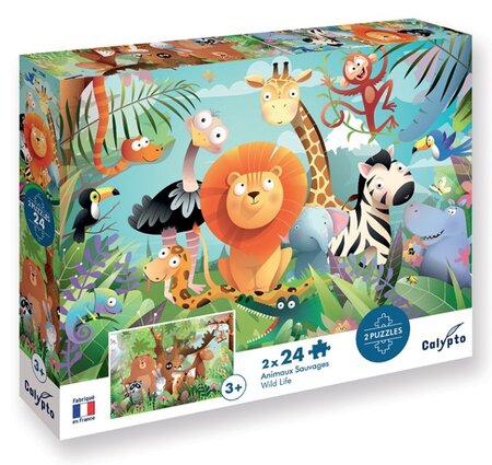 Puzzle 2 x 24p Animaux sauvages