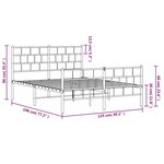 vidaXL Cadre de lit métal sans matelas et pied de lit blanc 120x190 cm