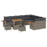 vidaXL Ensemble de canapé de jardin 12 Pièces Gris Poly rotin