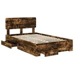 vidaXL Cadre de lit Chêne fumé 135 x 190 cm Bois d'ingénierie