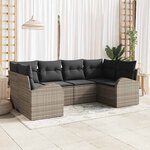 vidaXL Ensemble de canapé de jardin 6 Pièces Gris Poly rotin