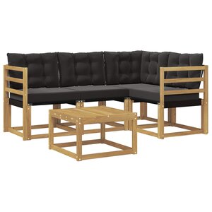 vidaXL Ensemble de canapés d'extérieur 5 Pièces Blanc et noir