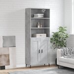 vidaXL Buffet haut Gris béton 69 5x34x180 cm Bois d'ingénierie