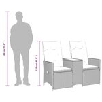 vidaXL Canapé de jardin inclinable 2 places avec Table en résine tressée grise