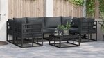 vidaXL Ensemble de canapé de jardin 7 Pièces Noir Aluminium