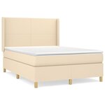 vidaXL Sommier à lattes de lit avec matelas Crème 140x200 cm Tissu