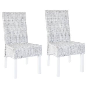 vidaXL Chaises à manger lot de 2 rotin kubu et bois d'acajou
