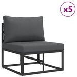 vidaXL Ensemble de canapé de jardin avec coussin 9 Pièces Noir Aluminium