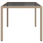 vidaXL Table de jardin 150x90x75 cm Verre trempé/résine tressée Beige