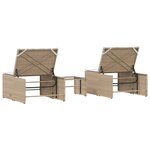 vidaXL Chaises longues 2 pièces avec table en résine tressée beige