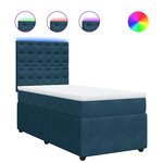 vidaXL Sommier à lattes de lit avec matelas bleu 90x200 cm velours