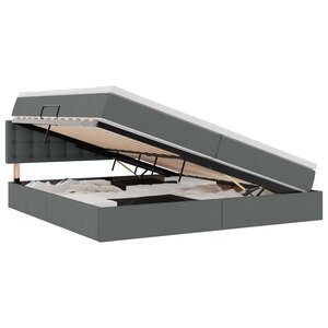 vidaXL Lit avec rangement et LED Gris foncé 200 x 200 cm tissu