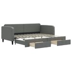 vidaXL Lit de jour avec gigogne et tiroirs gris foncé 90x200 cm tissu