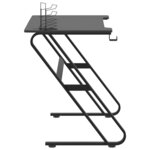 vidaXL Bureau de jeu avec pieds en forme de ZZ Noir 110x60x75 cm