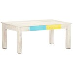 vidaXL Table basse Blanc 110x60x45 cm Bois de manguier massif