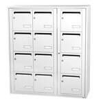 Bloc collectif Leabox  3x4  grade 3  simple face  intérieur  fixation murale  blanc neige ral 9016 finition brillante