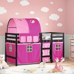 vidaXL Lit mezzanine enfants avec tunnel sans matelas rose 90x200 cm