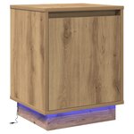 vidaXL Tables de chevet avec lumières LED 2 Pièces Chêne Artisan 39x34 5x50 cm