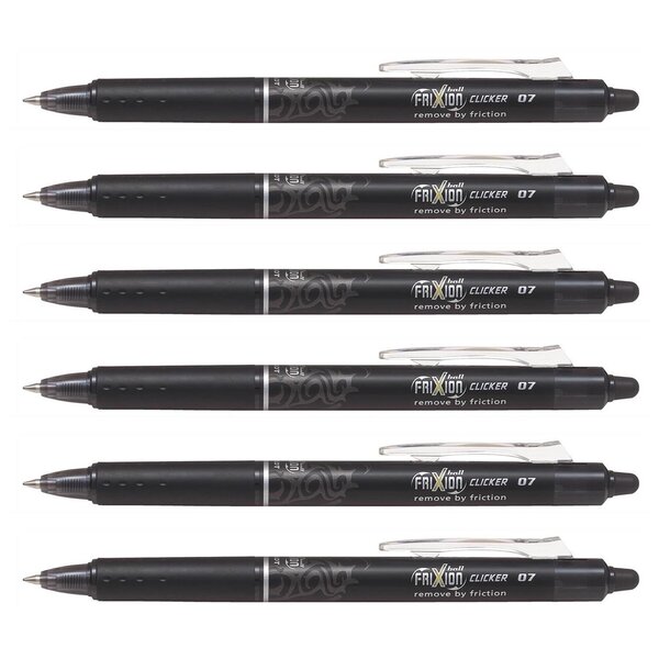 Stylo roller rétractable Frixion Ball Clicker 0 7 Noir x 6 PILOT