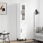 vidaXL Buffet haut Blanc 34 5x34x180 cm Bois d'ingénierie