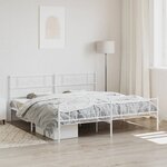 vidaXL Cadre de lit métal avec tête de lit/pied de lit blanc 183x213cm