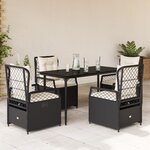 vidaXL Ensemble à manger de jardin coussins 5Pièces Noir Résine tressée