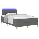 vidaXL Lit à ressort LED avec matelas Gris foncé 120 x 200 cm tissu