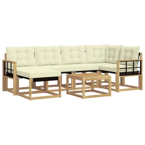 vidaXL Ensemble de canapés d'extérieur 7 Pièces Blanc et crème