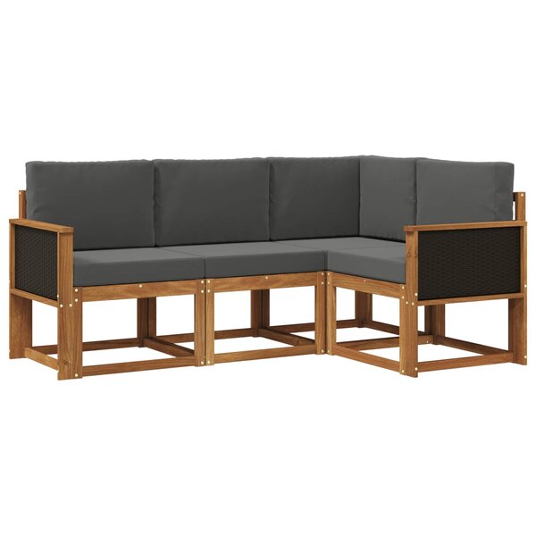 vidaXL Ensemble de canapés d'extérieur 4 Pièces Naturel et Anthracite