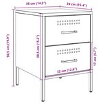 vidaXL Tables de chevet 2 Pièces blanc 36x39x50 5 cm acier