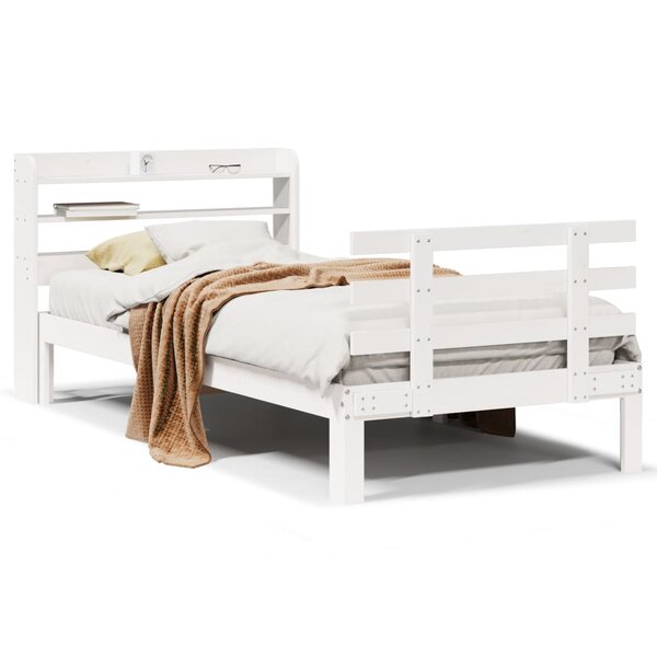 vidaXL Cadre de lit avec tête de lit sans matelas blanc 90x190 cm