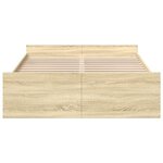 vidaXL Cadre de lit avec tiroirs sans matelas chêne sonoma 135x190 cm