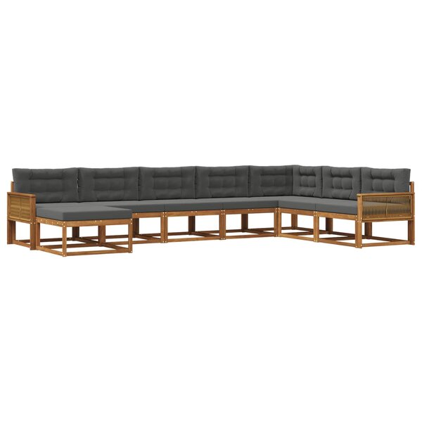vidaXL Ensemble de canapés d'extérieur 8 pc Naturel et Anthracite