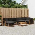 vidaXL Ensemble de canapés d'extérieur 8 Pièces Naturel et noir