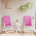 vidaXL Coussins de chaise de jardin à dossier haut lot de 2 rose tissu