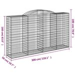 vidaXL Paniers à gabions arqués 12 Pièces 300x50x160/180 cm fer galvanisé