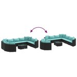 vidaXL Salon de jardin 10 Pièces avec coussins noir résine tressée