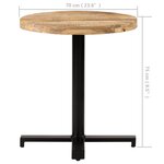 vidaXL Table de bistro Ronde Ø70x75 cm Bois de manguier brut