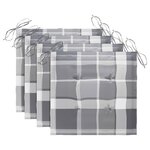 vidaXL Chaises de jardin coussins à carreaux gris lot de 4 Teck massif
