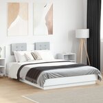 vidaXL Cadre de lit avec tête de lit et lumières LED blanc 140x200 cm